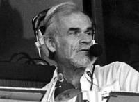 Bill King in the Raiders radio booth (photo)