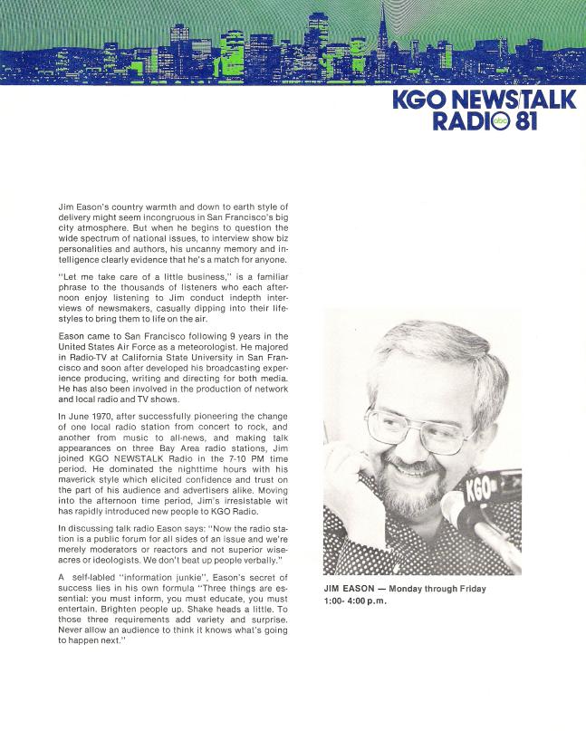 Jim Eason KGO Promo Sheet (Image)