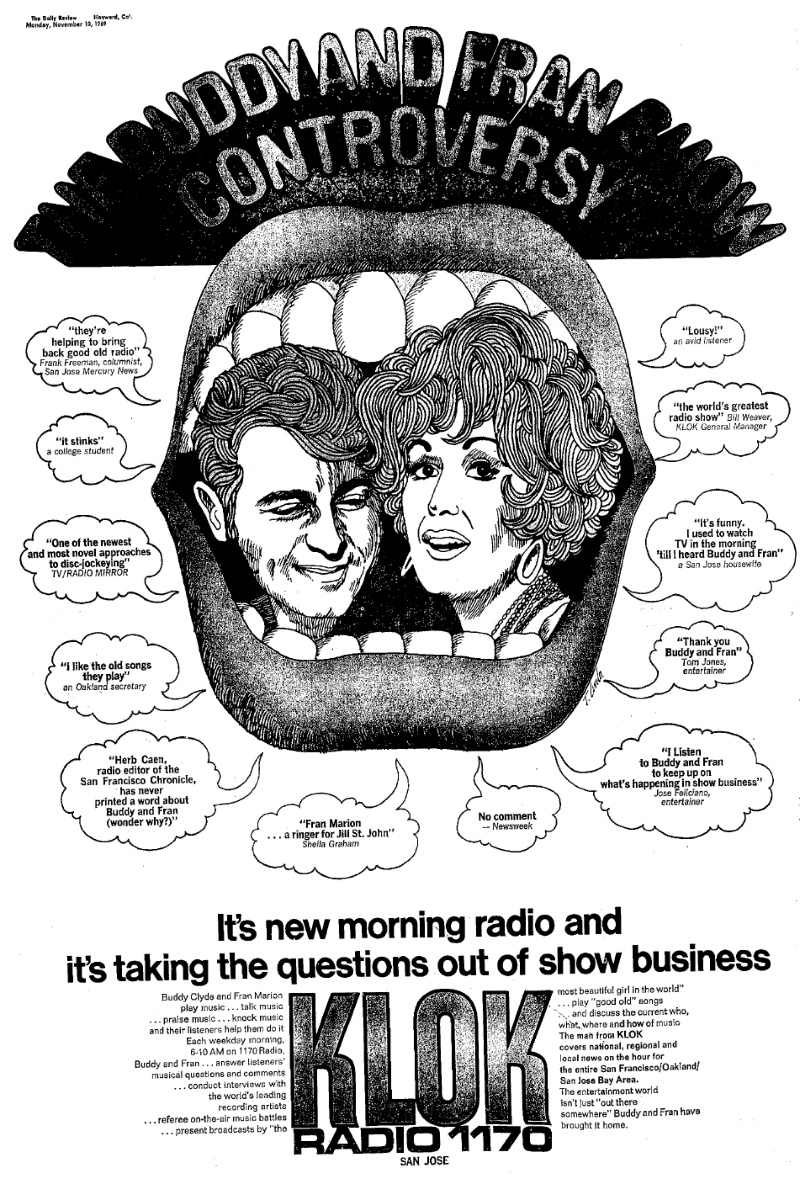 Buddy and Fran Print Ad (Nov. 10, 1969)