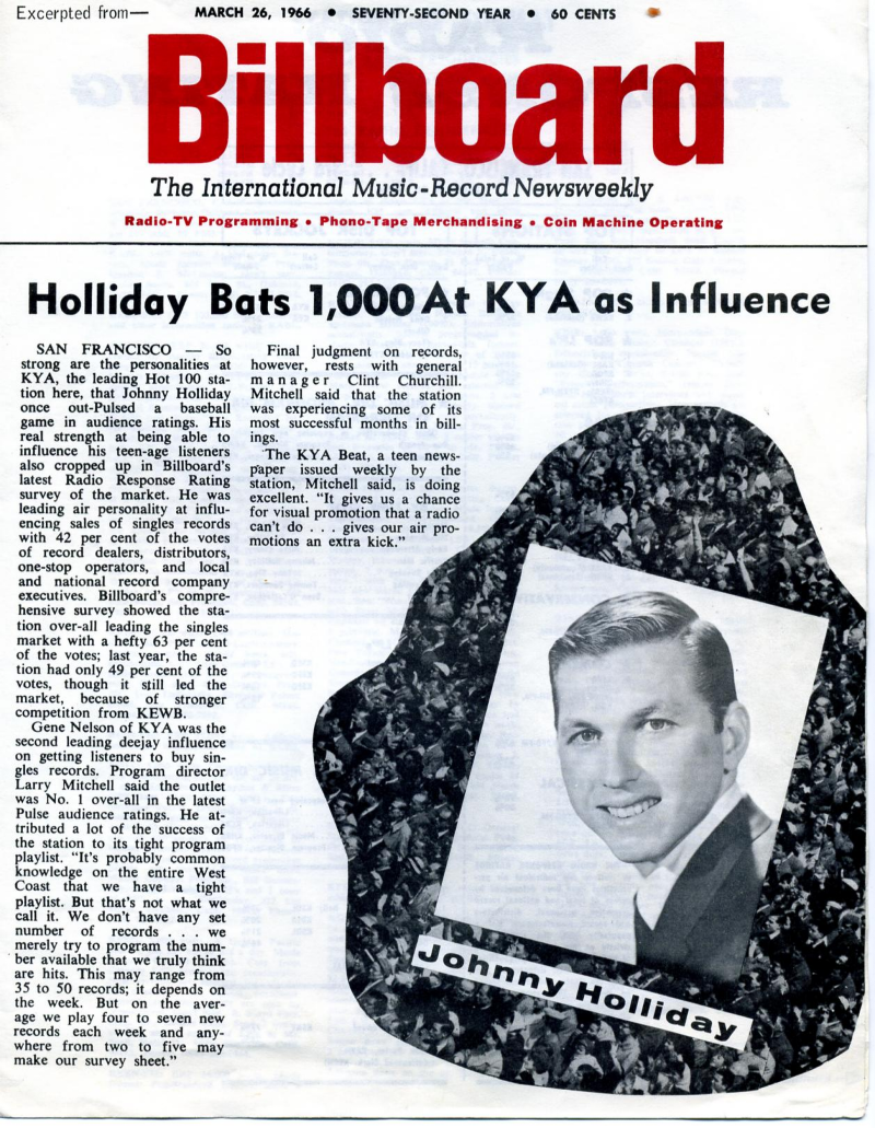 Johnny Holliday - Billboard Article (Image)