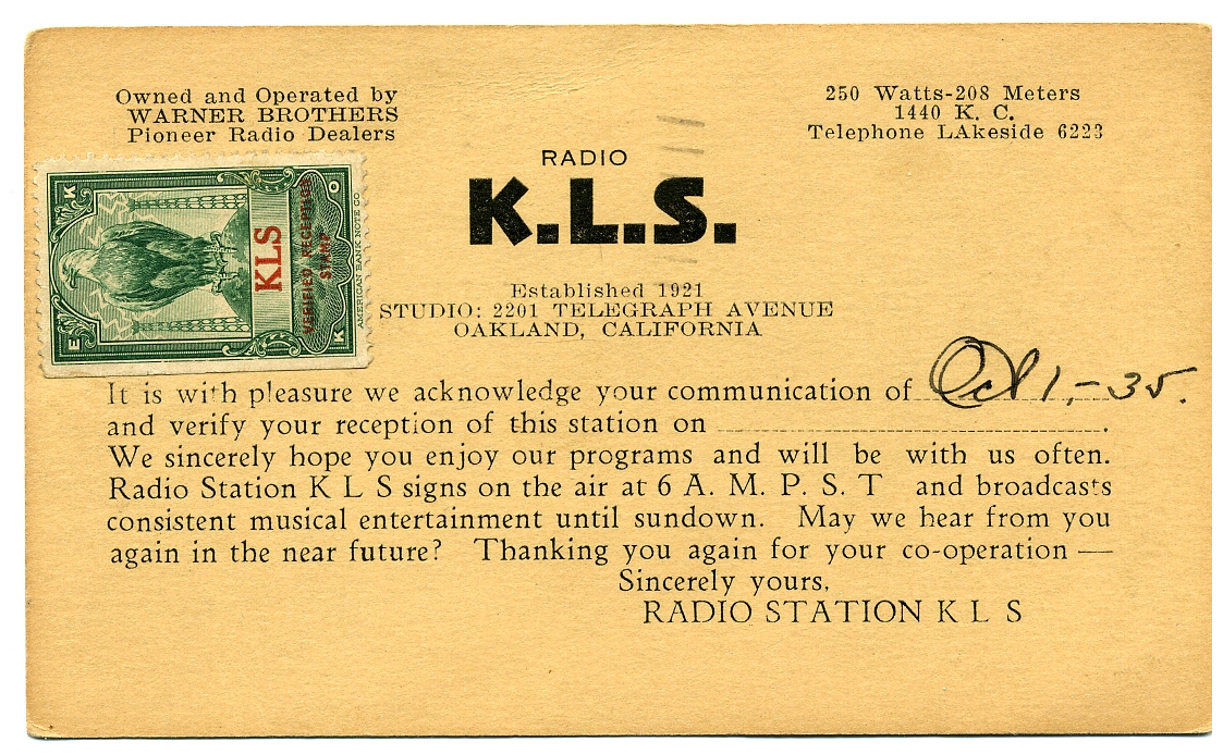 KLS Radio QSL Card (Image)