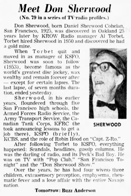 1967 KSFO Don Sherwood Article (Image)