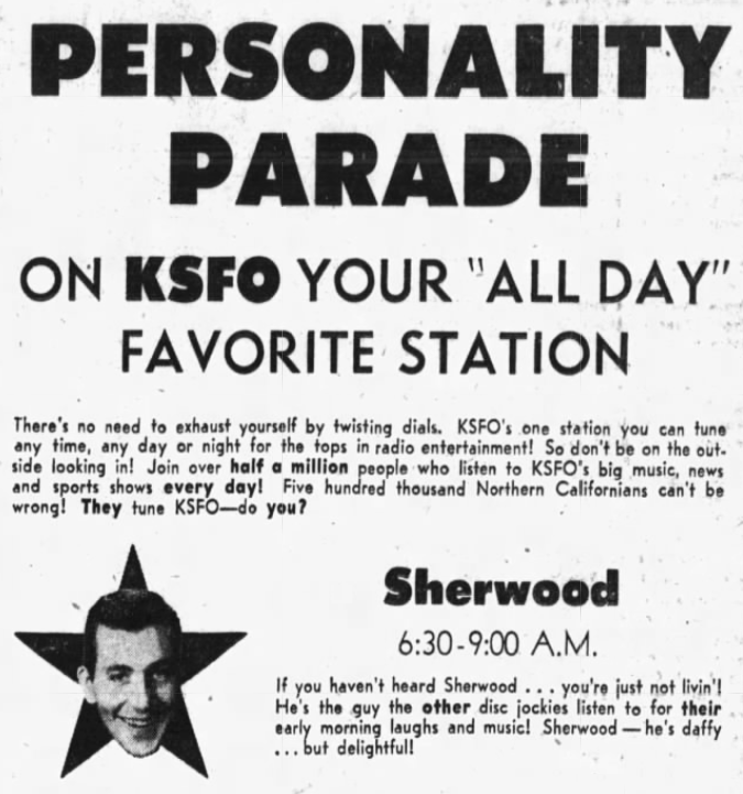 Don Sherwood KSFO Ad, 1953 (Image)