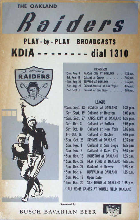 Oakland Raiders 1964 Schedule (Image)