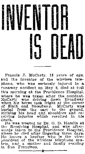 Francis McCarty Obituary (IMage)