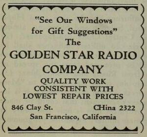 Golden Star Radio newspaper advertisement