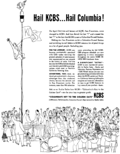 CBS advertisement announcing launch of KCBS, April 1949