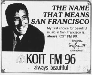 Tony Bennett KOIT ad in Oakland Tribune September 22, 1976