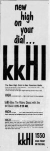 KKHI ad San Francisco Examiner November 1961