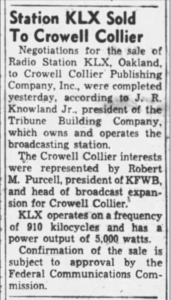 Oakland Tribune story March 24, 1959