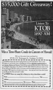 KTOB ad Petaluma Argus-Courier December 7, 1993