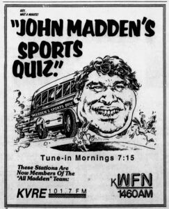 KWFN John Madden Sorts Quiz ad The Press Democrat October 1987