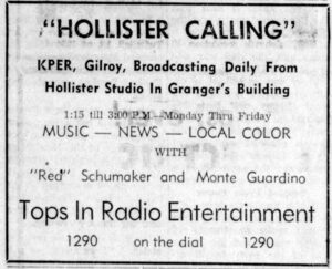 KPER ad Hollister Free Lance October 1957