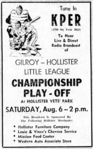 KPER ad Hollister Free Lance August 1960