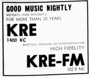 KRE ad San Francisco Chronicle July 1956