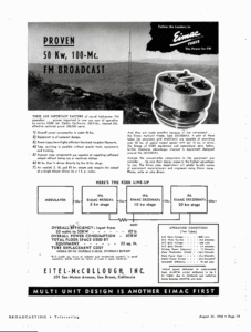 Eimac ad Broadcasting magazine August 1948
