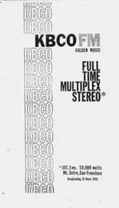 KBCO ad San Francisco Examiner September 1962
