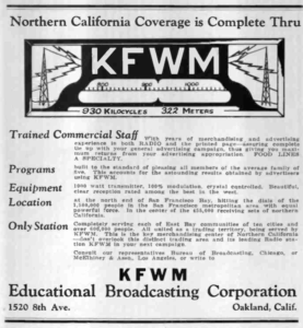 KFWM ad Broadcast Advertising magazine April 1930