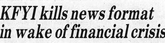 Oakland Tribune headline April 6 1985, day after end of KFYI all-news format
