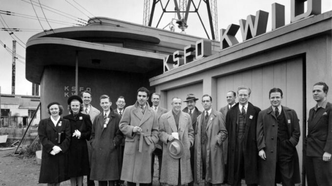 KSFO transmitter site circa 1942 with staff and guests