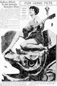 Janet Baird, age 15, posing for publicity photo for Oakland "Dons of Peralta Fiesta", 1925
