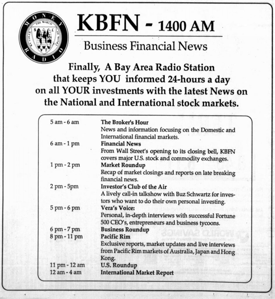 KBFN ad Peninsula Times Tribune December 1989